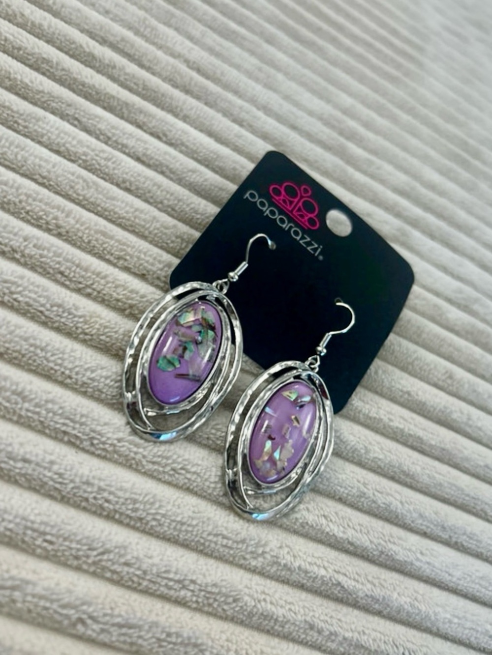 paparazzi Lavender Iridescent Oval Dangle Earrings